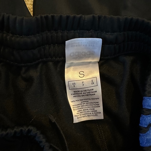 Adidas Sports Pants, Black with Blue Stripes, Boys Small - Picture 4 of 4